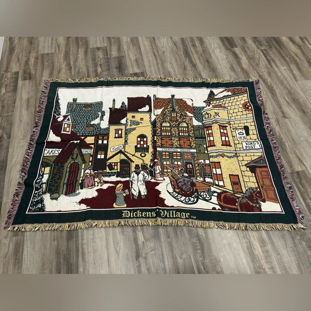 Vintage Department 56 Dickens’ Village Triple Woven Throw Blanket 1st in Series